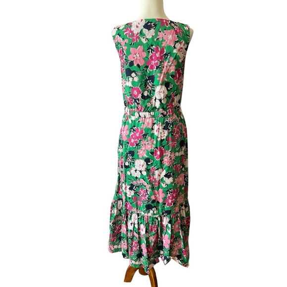J CREW FACTORY DRESS 8 FLORAL V NECK RUFFLE MIDI EASTER SUMMER PARTY FEMININE - Picture 5 of 11